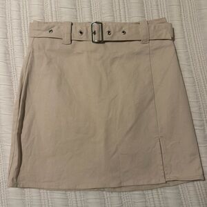 American Threads Taupe Belted Mini Skirt